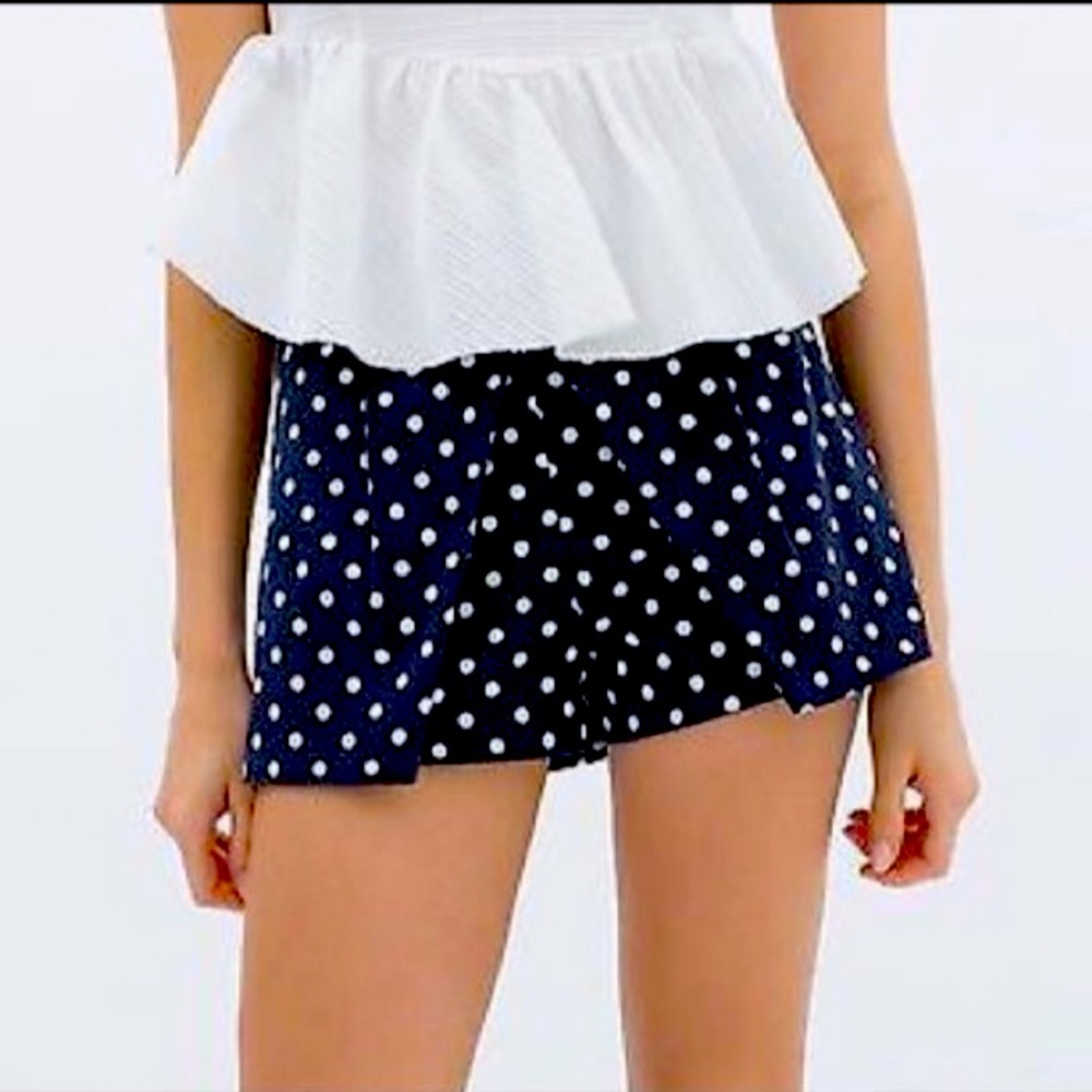Zara navy blue polka dot skort